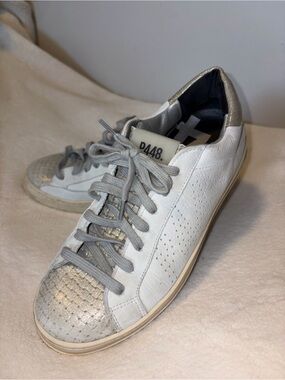 P448 White & Silver Leather Sneakers John Women’s